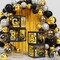 2026 Graduation Decorations - 86 PCS Graduation Party Decor Supplies Set Includes LED Light Strings Balloon Block Boxes with Letters Foil Curtains Backdrop 2026 Balloon Garland Kit- Black Gold